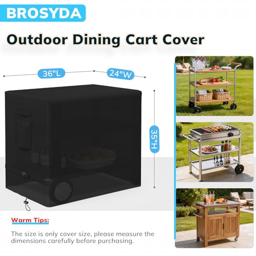 Outdoor Prep Table Cover, Waterproof Outdoor Dining Cart Cover, Heavy Duty Oxford Fabric for 36-inch Keter Unity Portable Table, Outdoor Storage Cabinet and Utility Cart, 36" L×24" D×35" H, Black