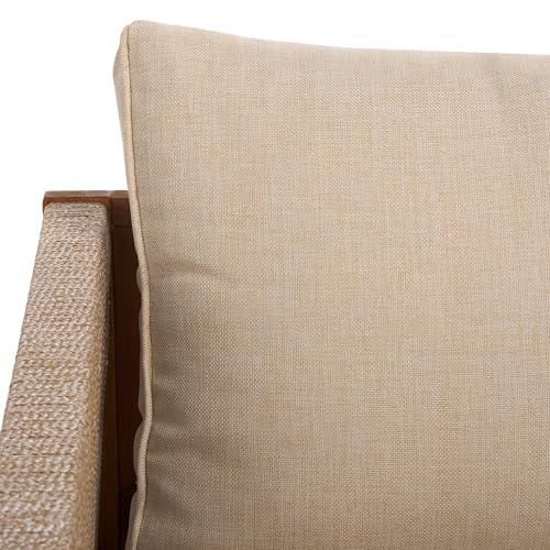 SAFAVIEH Outdoor Collection Roya Natural/Taupe Solid Wood 4-Piece Conversation Set