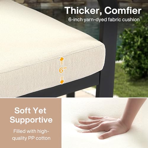 Tribesigns Outdoor Loveseat with Tall Back & Oversized Seat, Modern Metal Frame Patio 2-Seater Sofa with 6'' Thick Cushions, All-Weather Conversation Sofa for Backyard, Porch, Balcony, Poolside, Beige