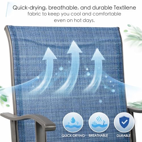 Kozyard Isabella Outdoor Swivel Bar Stools, Counter Height Patio Swivel Chairs with Textilene Seat, Outdoor Bar Height Chairs for Backyard, Bistro, Patio Bars, Navy Blue