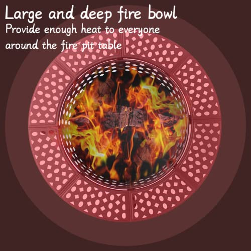 OutVue 42 Inch Fire Pit with 2 Grills, Extra Large Wood Burning Fire Pits for Outside with Lid & Poker, Heavy Duty Firepit,BBQ& Outdoor Firepit & Round Metal Table 3 in 1 for Patio, Picnic, Party