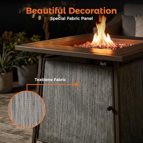 BALI OUTDOORS 50,000 BTU Propane Fire Pit Outdoor, 28 inch Propane Fire Pit Table Square, Gas Firepits for Outside Patio, Garden, Backyard