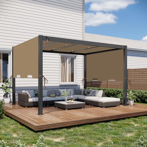 85"x 208" Universal Pergola Shade Cover, Garden Shade Replacement for 17x7.4 Ft Outdoor Pergola Structure, Patio Gazebo Canopy, Porch, Balcony Waterproof Top (Cover Only, Khaki)