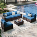 OUGMMGOU 7 Pieces Outdoor Patio Furniture Set, Outdoor Sectional Furniture Set, All-Weather PE Rattan Wicker Sofa with Cushions for Balcony, Deck, Garden