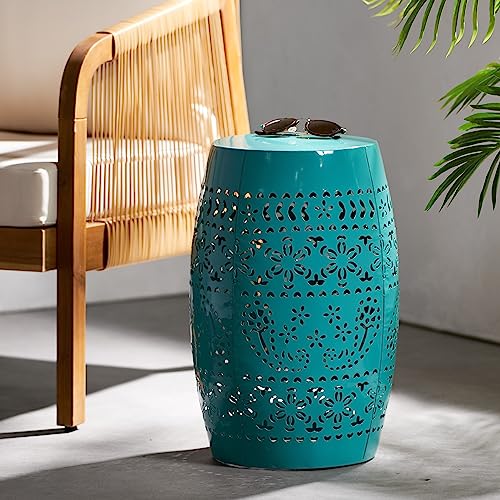 Christopher Knight Home Ruby Outdoor 12" Iron Side Table, Teal