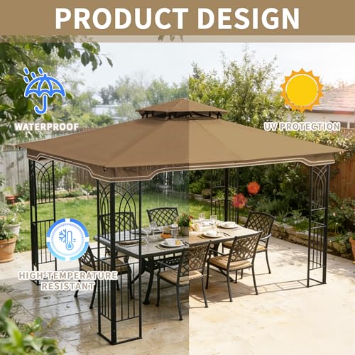 SCOCANOPY Replacement Gazebo Canopy Compatible with 10 x 12 Regency II Patio Gazebo Model L-GZ798PST,A101004104,A101004105 (Beige)