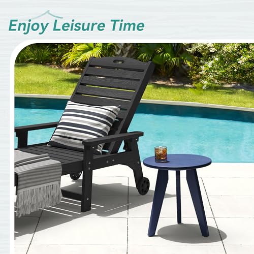 Homenjoy HDPS Outdoor Side Table, Small Round Side Table Weather-Resistant, Outdoor Side Tables for Patio, Porch, Deck, End Table for Plant Stand, Living Room, Bedroom, Navy