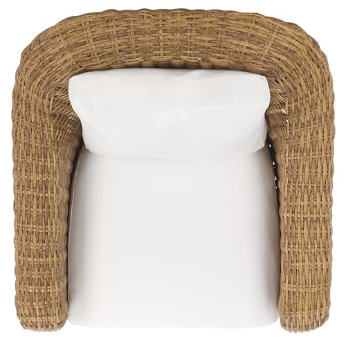 SAFAVIEH Couture Outdoor Collection Melbourne Natural/White Cushion Wicker Patio Accent Chair
