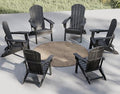 Plawdlik Folding Adirondack Chair Set of 6, Cup Holder，Wooden Textured ，Heavy All-Weather HDPE Comfortable Set Poolside Backyard Lawn, Black