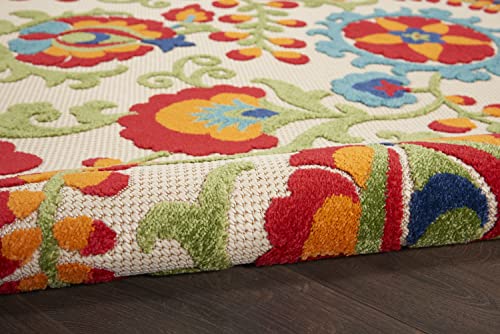 Nourison Home Aloha Multicolor 7'10" x 10'6" Area Rug - Easy Clean, Non Shedding, Bed Room, Living Room, Dining Room, Kitchen (8' x 11')