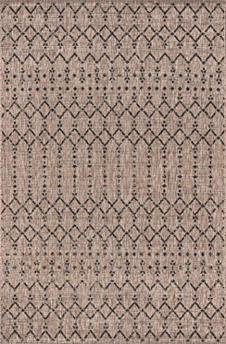 JONATHAN Y Moroccan Geometric Indoor Outdoor Area Rug 8X10 Natural/Black, Ourika Textured Weave for Backyard, Patio, Porch, Easy-Cleaning, High Traffic, Pet-Friendly, Non-Shedding (SMB108D-8)