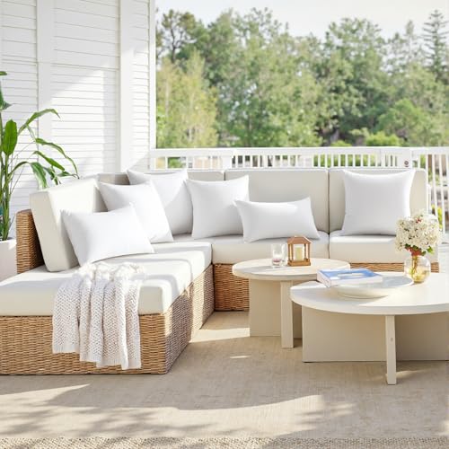 MIULEE 18x18 Outdoor Pillows,Set of 2 Throw Pillows Waterproof,Soft Support Throw Inserts Decorative Water Resistant for Patio Furniture and Garden