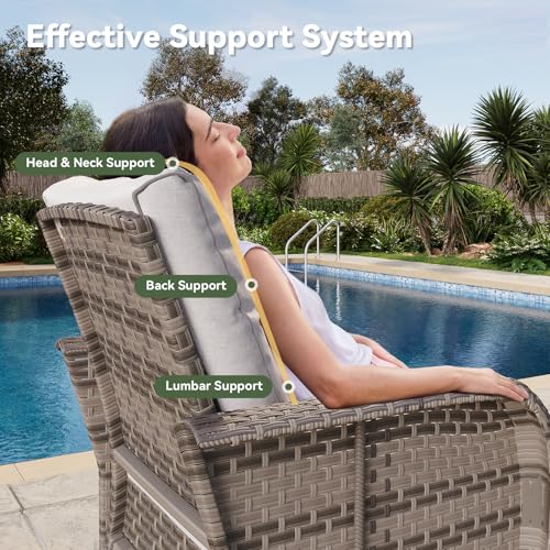 Aoxun 10-Piece Patio Furniture Set with 44” Fire Pit Table, Wicker Rattan Outdoor Sectional Sofa with High Back Swivel Rocker Chairs, Outdoor Patio Furniture Set with Thick Cushions & Ottoman, Grey