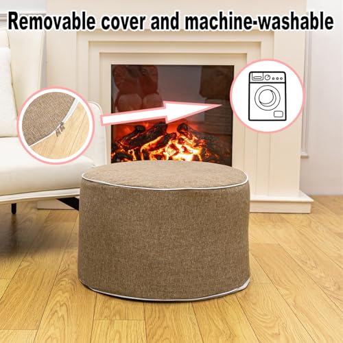 AbunHeri Outdoor Ottoman Outdoor Ottomans for Patio 20x12 Inches Modern Lightweight Foam Stuffed Pouf Outdoor Footstool Footrest Foot Stool Waterproof (Coffee)