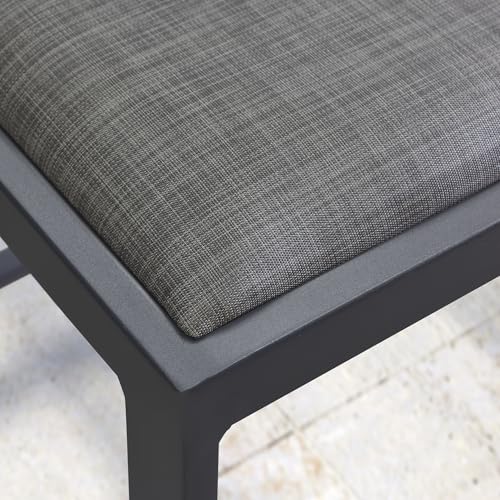 PURPLE LEAF Counter Height Bar Stool Set of 2 Modern Aluminum Rattan Wicker Outdoor Barstools with Backrest and Cushion for Kitchen Lawn Pool Bar Chairs Dark Grey