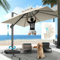 HOTEEL 10x10ft Patio Umbrella Cantilever Umbrella Double Top - Upgrade and Intensify - 360 Rotation and 5 Angles Adjustment - Aluminum Offset Pool Umbrella Outdoor Umbrellas for Patio Garden Deck Pool,Beige