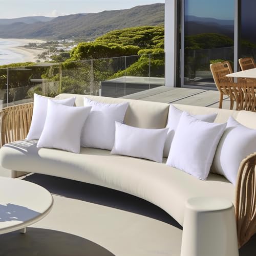 MIULEE Pack of 4 18x18 Outdoor Pillow Inserts, Water-Resistant Throw Pillow Inserts Decorative Premium Square Pillow Stuffer Sham for Porch Swing Couch Sofa Cushion Patio Furniture