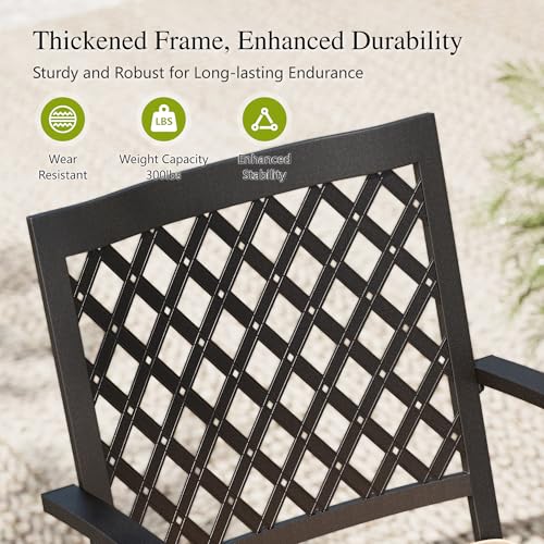 Sophia & William Patio Table and Chairs Set, Outdoor Dining Set for 4, 5 Piece Metal Patio Furniture, 37" Black Square Table(Diamond)