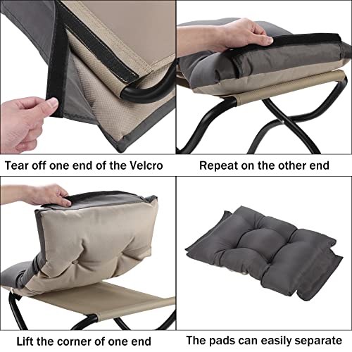 WELL-STRONG 15" Foldable Foot Stool Ottoman with Metal Frame - Washable Dark Grey Upholstered Indoor/Outdoor Footrest for Living Room, Bedroom, Patio - Space-Saving Compact Design