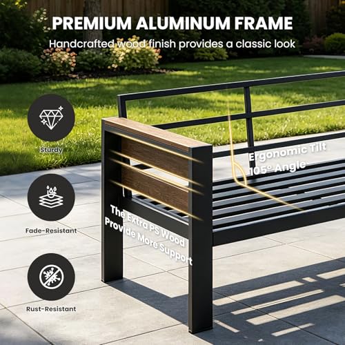 SUNYRISY Aluminum Outdoor Patio Furniture Set with Coffee Table, 4 Piece Outdoor Conversation Sets with Thick Cushions, Oversized Sectional Sofa Couch Set for Porch, Deck, Yard, Pool