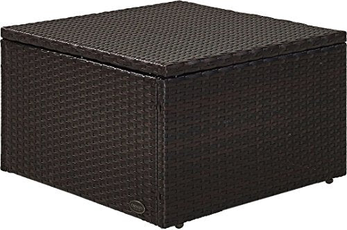 Crosley Furniture Palm Harbor Wicker Outdoor Ottoman Foot Rest for Patio, Deck, Porch, Brown with Sand Cushions