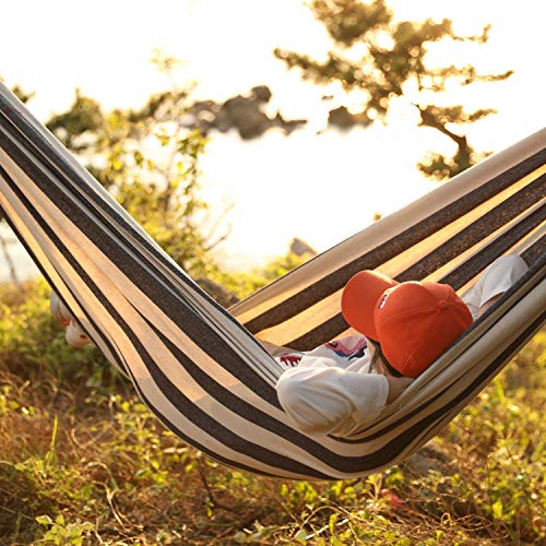 INNO STAGE Double Hammock with Tree Straps - Extra Large 2 Persons Hammock Portable Hanging Camping Bed for Patio, Backyard, Porch, Outdoor and Indoor Use - Soft Canvas Hammock with Carrying Bag