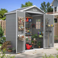 Aoxun 6x4 FT Outdoor Storage Shed, Plastic Garden Resin Shed with Floor and Window for Patio, Lawn, Outdoor Storage with Lockable Door for Bike, Tools, Garbage Can, Grey