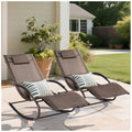 mansion home Lounge Chairs, Chaise Lounges with Detachable Pillow for Patio, Lawn, Pool, Outdoor Lounge Chairs Set of 2, Brown