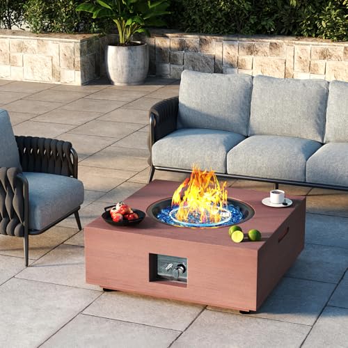 Jocoevol 28 Inch Fire Pit Table Propane Fire Pit 40,000btu Gas Fire Pits for Outdoor Outside Patio with Burner Lid, Glass Rocks