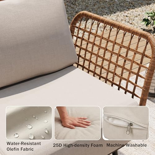 Mugovelo 9-Piece Patio Conversation Sets, Rattan Outdoor 7-Seat Sectional Sofa, Wicker Modular Furniture with 2 Storage Coffee Tables for Backyard, Garden, Porch