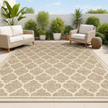 JONATHAN Y Moroccan Trellis Indoor Outdoor Area Rug 8X10 Brown/Beige, Trebol Textured Weave for Backyard, Patio, Porch, Easy-Cleaning, High Traffic, Pet-Friendly, Non-Shedding (SMB109A-8)