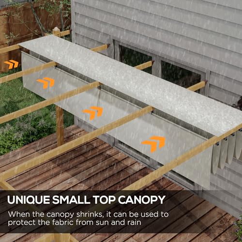 Outsunny 10' x 10' Retractable Pergola Canopy, Wood Grain Aluminum Pergola, Outdoor Sun Shade Shelter for Grill, Garden, Patio, Backyard, Deck, Cream White