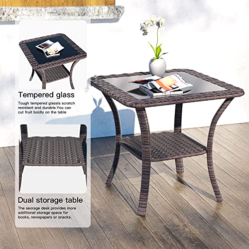 Kullavik 13PCS Outdoor Patio Furniture Set,PE Wicker Rattan Sectional Sofa Patio Conversation Sets with 43" 55000BTU Gas Propane Fire Pit Table,Swivel Rocking Chairs Set,Sand