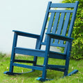 Oversized Outdoor Rocking Chair with Ergonomic Backrest, HDPE Patio Racking Chairs for Front Porch Outside All Weather, 300 LBS Capacity (Single, Navy Blue)
