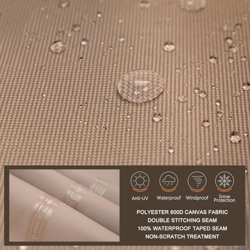 ULTCOVER Rectangular Patio Heavy Duty Table Cover - 600D Tough Canvas Waterproof Outdoor Dining Table and Chairs General Purpose Furniture Cover Size 76L x 54W x 28H inch