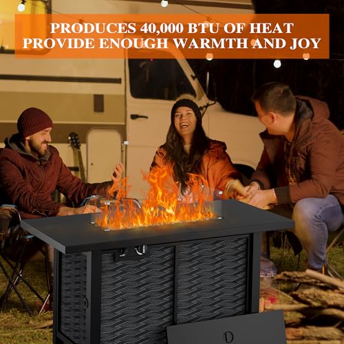 Shintenchi Propane Fire Pits 43″ Outdoor Gas Fire Pit, 50,000 BTU Rectangle Gas Fire Pit Table with Lava Rocks, 2-in-1 Fire Table with Removable Lid, CSA-Certified for Outside Patio,Parties,Backyard