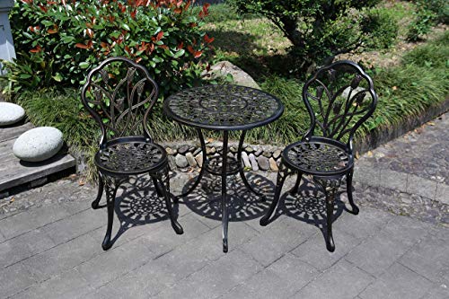 C/G 3 Piece Bistro Set,Outdoor Patio Set,Anti-Rust Cast Aluminum Bistro Table Set for Park Yard Front Porch Furniture(Antique Copper)