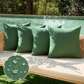 MIULEE Pack of 4 Decorative Outdoor Throw Pillow Covers Linen Waterproof Pillow Covers Summer Farmhouse Cushion Cases for Patio Garden Tent Balcony Couch Sofa 18x18 Inch Dark Green