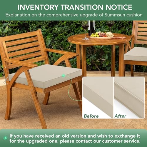 Outdoor Chair Cushions Set of 4: Waterproof & Fade Resistant Seat Cushion for Patio Furniture - 18.5 x 16 x 2 Inch Chair Pads with Ties and Hidden Zipper - Patio Chair Cushion Replacement, Beige