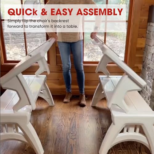 Convert-a-Bench 2-in-1 Outdoor Bench & Picnic Table - Foldable, Weather-Resistant Seating - Perfect for Patio, Lawn, Garden, or Deck - Durable & Easy Assembly - 1 Bench/Order, Platinum Gray