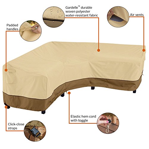 Classic Accessories 55-882-011501-RT Veranda Patio V-Shaped Sectional Sofa Cover, 100" L (on Each Side) Large, Pebble/Bark/Earth, Patio Furniture Covers