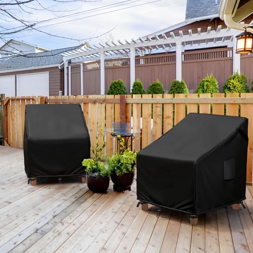 MR. COVER Outdoor Chair Covers Waterproof, Patio Furniture Covers for Rocking Chair, Heavy Duty Anti UV Chair Cover, Fits up to 35W x 37D x 36H Inches, Air Vent and Handles Included, Black, 2 Pack