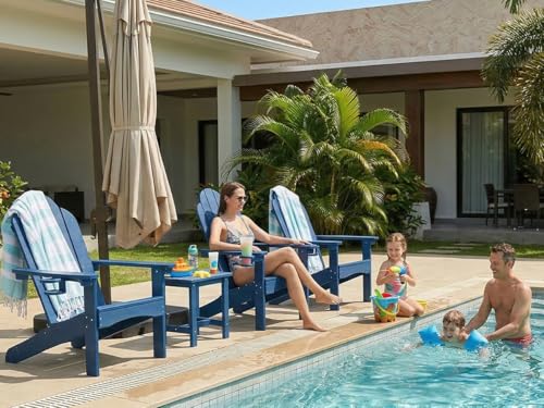 LUE BONA HDPS Adirondack Chairs Set of 4, Long-Lasting All-Season Outdoor Patio Chairs, Hidden Cup Holder, 350 LBS, Black