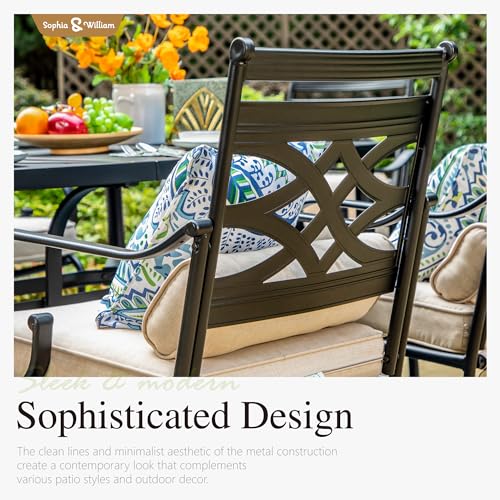 Sophia and William Swivel Patio Dining Set for 4, Outdoor Table and Chairs, Removable Seat Cushions, Black 42" Round Patio Dining Table