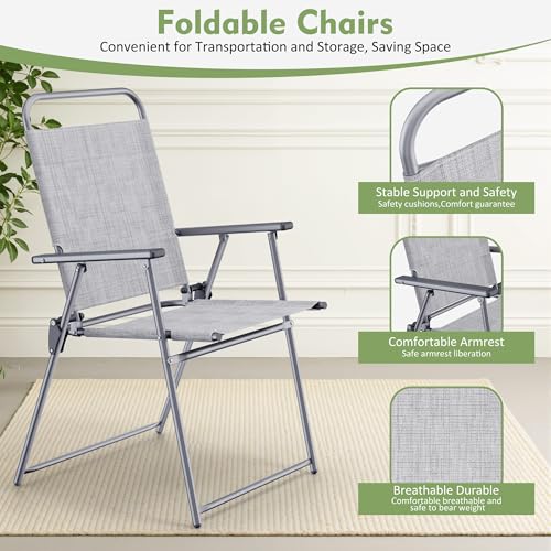 Shintenchi 6 Piece Outdoor Patio Furniture Set, Small Outdoor Patio Dining Table and Chairs Set, Outdoor Seating with Umbrella for Backyard, Balcony, Front Porch, Ice Silver