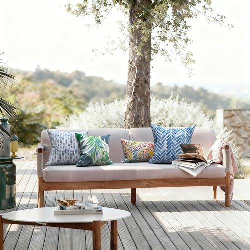 LVTXIII Outdoor/Indoor Throw Pillows, Decorative Throw Pillows with Inserts, 18"x18" Square Pillows for Bed, Couch, Sofa and Patio Furniture (Set of 2, Pebble Blue)