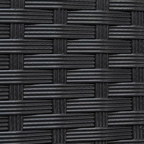 Yaheetech 9-Piece Patio Dining Sets, Outdoor Space Saving Rattan Chairs with Glass Table, Wicker Sectional Conversation Furniture Set with Removeable Cushions, Black/Beige
