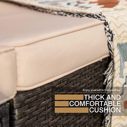 Homall 5 Pieces Outdoor Patio Furniture Sectional Safa Modern Wicker Sets with Cushion All Weather Rattan Conversation Set with Modern Glass Coffee Table for Patio Backyard Poolside Garden