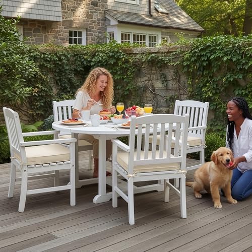Outdoor Chair Cushions Set of 4: Waterproof & Fade Resistant Seat Cushion for Patio Furniture - 18.5 x 16 x 2 Inch Chair Pads with Ties and Hidden Zipper - Patio Chair Cushion Replacement, Beige