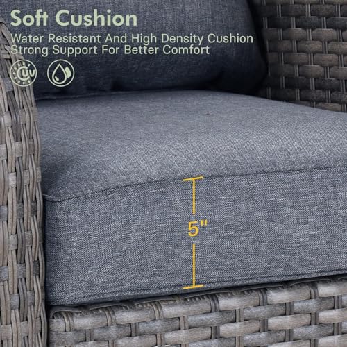 Grand patio Outdoor Loveseat Chair, Wicker Sectional Patio Sofa with Comfy Cushions